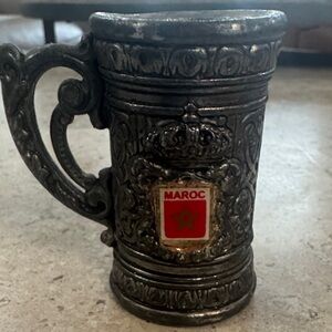 Intricately Designed Miniature Pewter Moroccan Beer Stein